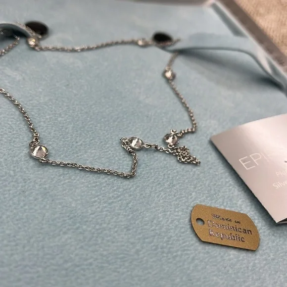 Vintage Epiphany Sterling Silver Diamonique Necklace – 16” - Picture 5 of 11